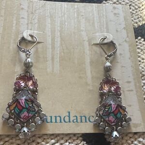 Sundance Silver and Multicolor Floral Earrings